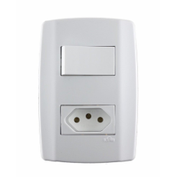 Interruptor Ilumi 1 Tecla Simples + 1 Tomada com Placa Slim 2 Polos + Terra 10A 4 x 2