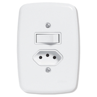 Interruptor Ideale Pluzie 1 Tecla Simples + 1 Tomada 2P+T - 10A com Placa 4X2 Branca