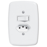Interruptor Ideale Pluzie 1 Tecla Paralelo + 1 Tomada 2P+T - 20A com Placa 4X2 Branca