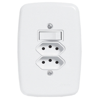 Interruptor Ideale Pluzie 1 Tecla Simples + 2 Tomadas 2P+T - 10A com Placa 4X2 Branco