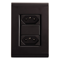 Tomada Liz Tramontina Dupla 2P+T 10A Com Placa 4x2 Grafite