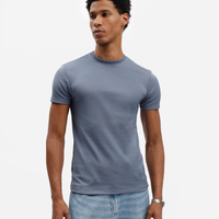 Camiseta masculina de algodão peruano slim fit azul