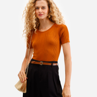 Blusa feminina com viscose canelada marrom