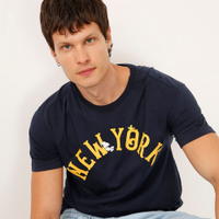 Camiseta de algodão manga curta snoopy azul