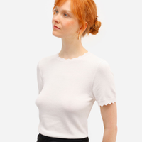 Blusa feminina de tricot manga curta off white