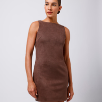 Vestido curto feminino de suede mindset marrom