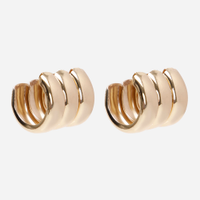Brinco argola canelado dourado