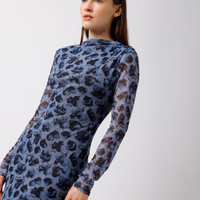 Vestido midi feminino de tule floral mindset azul