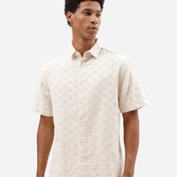 Camisa masculina de algodão manga curta texturizada bege