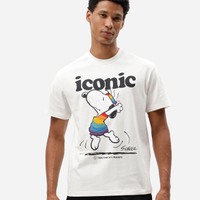 Camiseta masculina de algodão manga curta snoopy off white