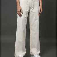 Calça Feminina Linho Texturizado Calvin Klein - Off White Calça Feminina Linho Texturizado Calvin Klein Off White 38