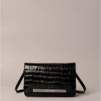 Bolsa Pequena Calvin Klein Feminina Croco Placa Ck - Preto Bolsa Pequena Calvin Klein Feminina Croco Placa Ck Preto u
