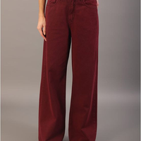 Calça Color Feminina Wide Leg Long 5 Pockets - Bordo Calça Color Feminina Wide Leg Long 5 Pockets Bordo 44