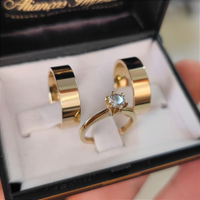 Par de Alianças Retas 6mm + Anel Solitário Princesa