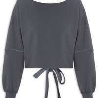 Blusa Feminina Moletom Costa Aberta Decote Canoa - Cinza