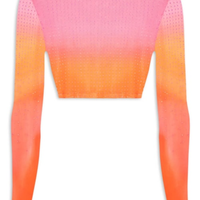 Blusa Cropped Manga Longa - Laranja