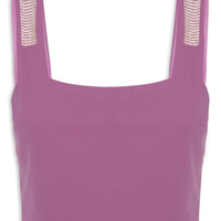 Blusa Cropped Malha Creponada Strass - Rosa