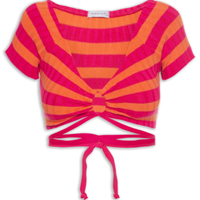 Blusa Cropped Tricot Amarração - Rosa