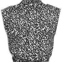 Blusa Feminina Ombreira Estampada - Preto