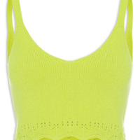 Blusa Tricot Cropped Barra Renda - Verde