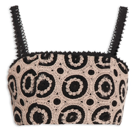 Top Cropped Com Renda - Preto
