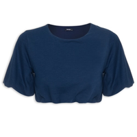 Blusa Manga Curta Balonê - Azul