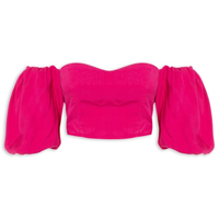 Blusa Manga Aplicada Tencel - Rosa