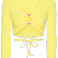 Blusa Feminina Com Amarração Cropped - Amarelo
