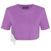 Camiseta Feminina Cropped Com Strass - Roxo