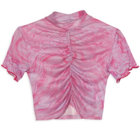 Blusa Cropped Tule Est Ondas - Lilás