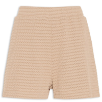 Short Feminino Malha Textura Crochê - Bege