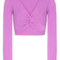 Blusa Canelada Transpasse Frente - Roxo