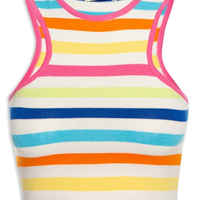 Blusa Tricot Listra Color - Branco