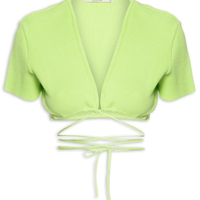 Blusa Cropped Tricot Amarração - Verde