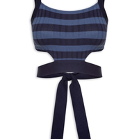 Blusa Tricot Abertura Lateral - Azul