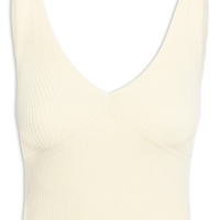 Regata Cropped Decote V Tricot - Amarelo