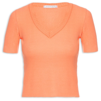 Blusa Tricot Manga Curta - Laranja
