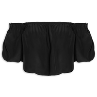 Blusa Feminina Manga Fofa Em Seda Pura - Preto