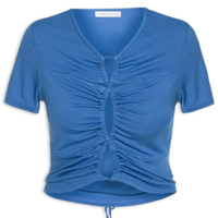 Blusa Malha Frente Roletê - Azul