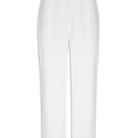 Calça Feminina Barrado Bordado - Branco