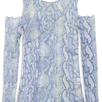 Blusa Manga Longa Tule Com Recortes - Azul