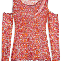 Blusa Manga Longa Tule Com Recortes - Rosa