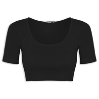 Blusa Feminina Cropped Ribana - Preto