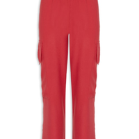 Calça Feminina Cargo Cós Elástico - Vermelho