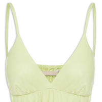 Top Cropped Linho Decote V - Verde