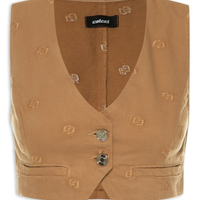 Top Sarja Bordado - Marrom
