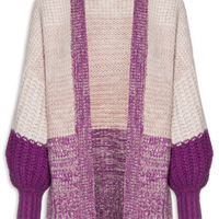 Cardigan Feminino Oversized Tricot Pesado - Roxo
