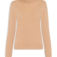 Blusa Feminina Gola Rulê Puro Cashmere - Bege