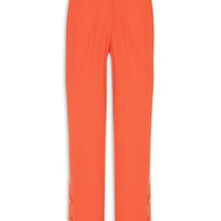 Calça Feminina Linho Abotoamento Perna - Vermelho