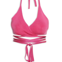 Top Biquíni Tricot Amarração - Rosa
